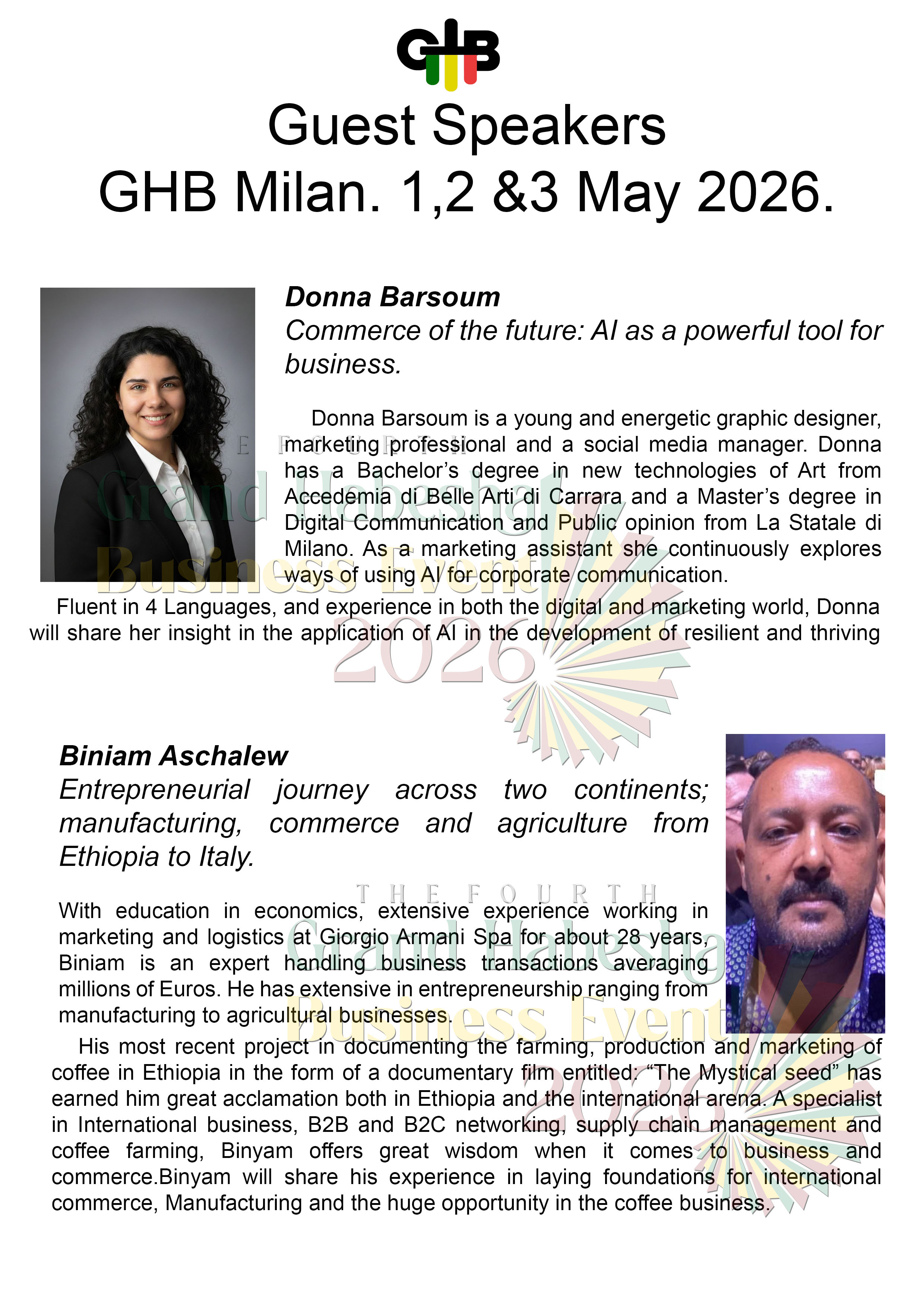 GHB 2026, Milan Italy